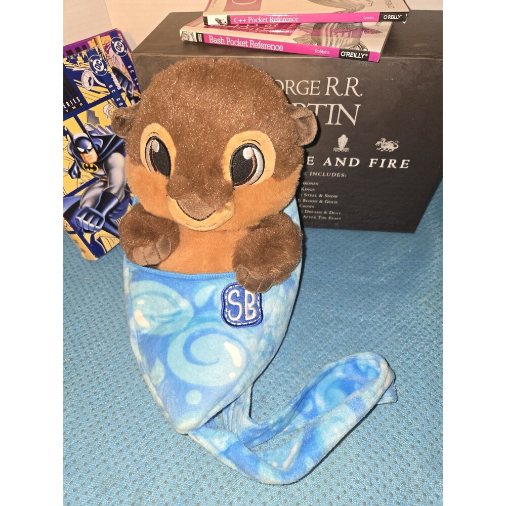River Otter Swaddle Babies Plush Toy 10 inch Baby Blue Sling Carrier Fiesta